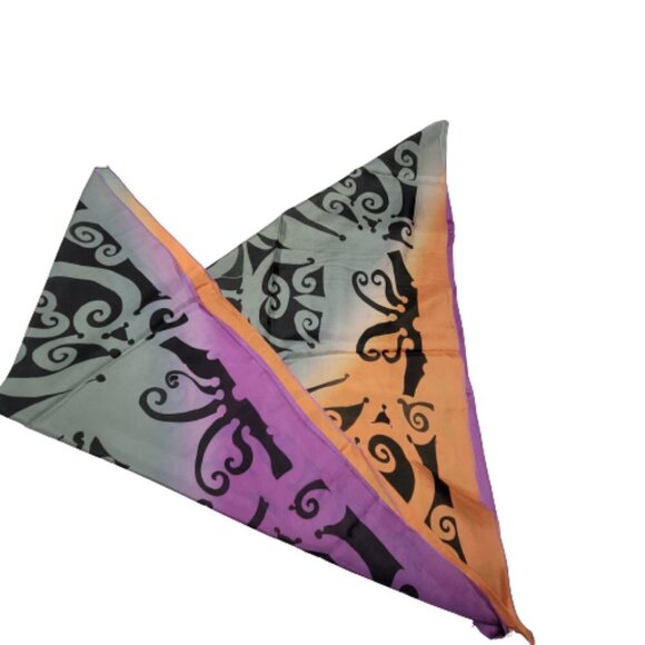 Colorful Square Silk Scarf Handpainted Batik Fuji Silk Scarf - NEW - Picture 3 of 10